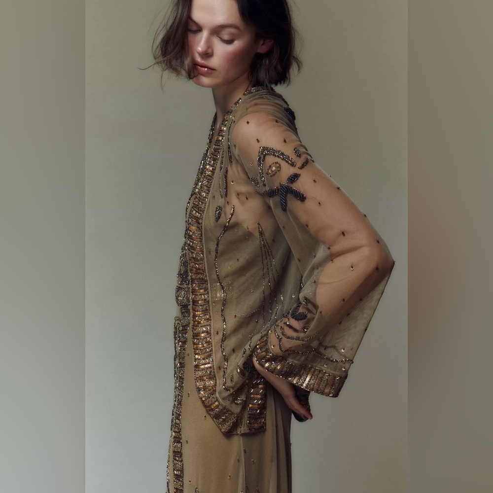 Zara limited edition BEADED SEQUIN KIMONO (missing some beads, check photos) - Picture 9 of 16